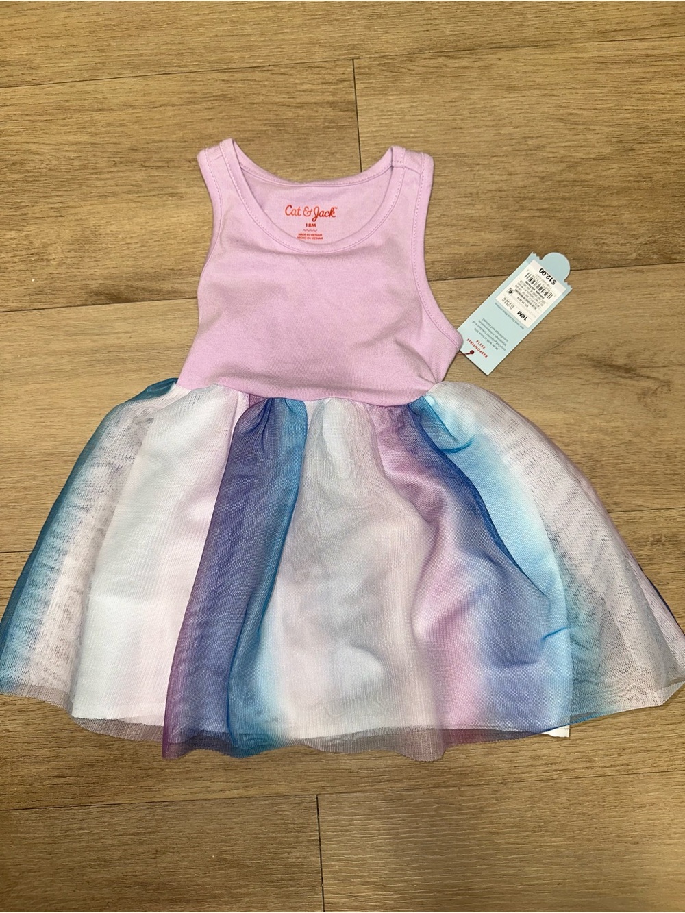Cat & Jack Light Pink Tank Dress with Multicolor Tulle Skirt